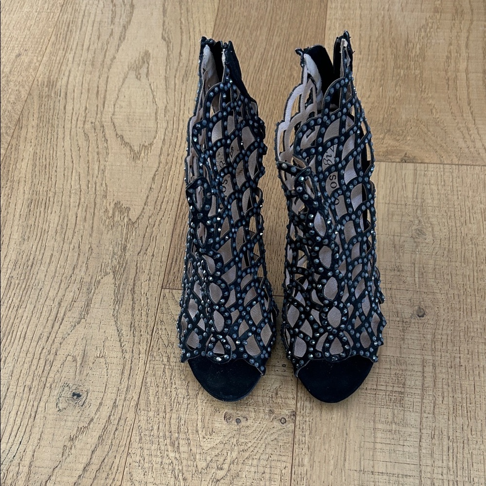 Zigi Soho Black and Silver Mesh Heels